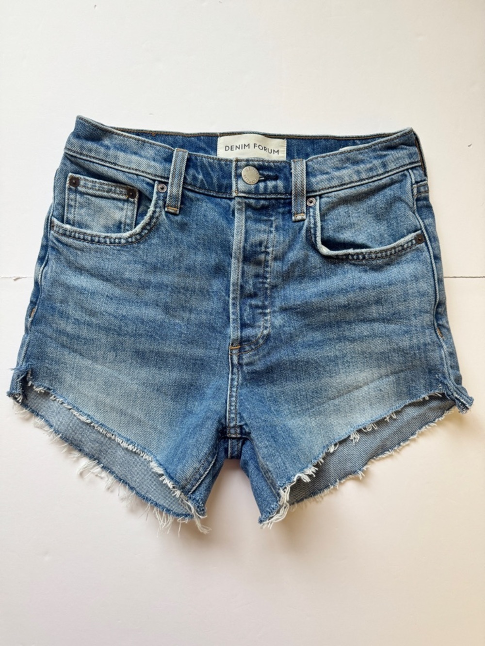 Aritzia Denim Forum The Yoko High Rise Slim Jean Shorts Cut Off Denim Sz 25